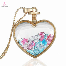 Gold Plated Floating Healing Heart Pendant Handmade Crystal Necklace